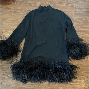 Taller Marmo Piccolo Ubud feather-trimmed minidress